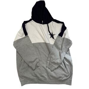 Men's Authentic Dallas Cowboy Long Sleeve Hoodie Grey and Dark Blue-Flax -3XLT